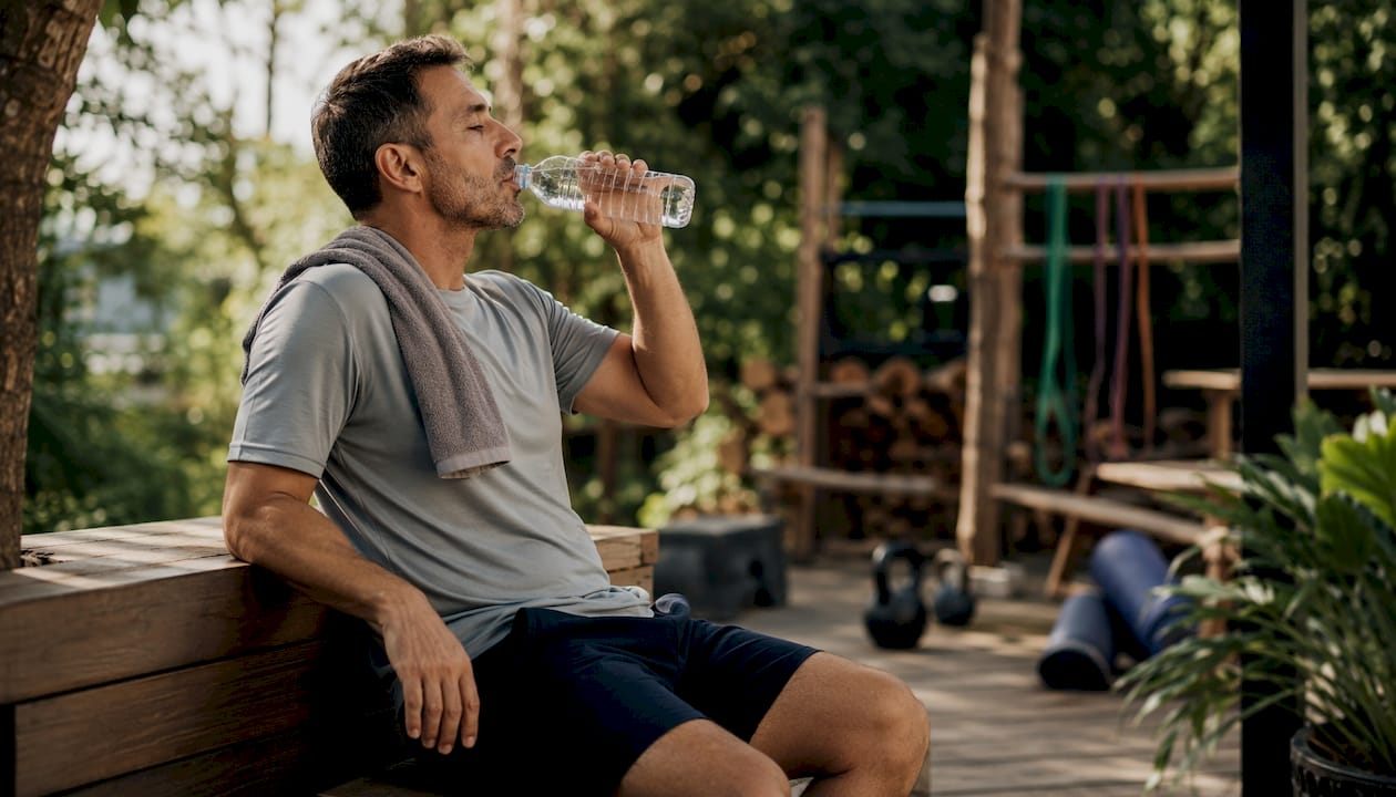Man resting during personal training session