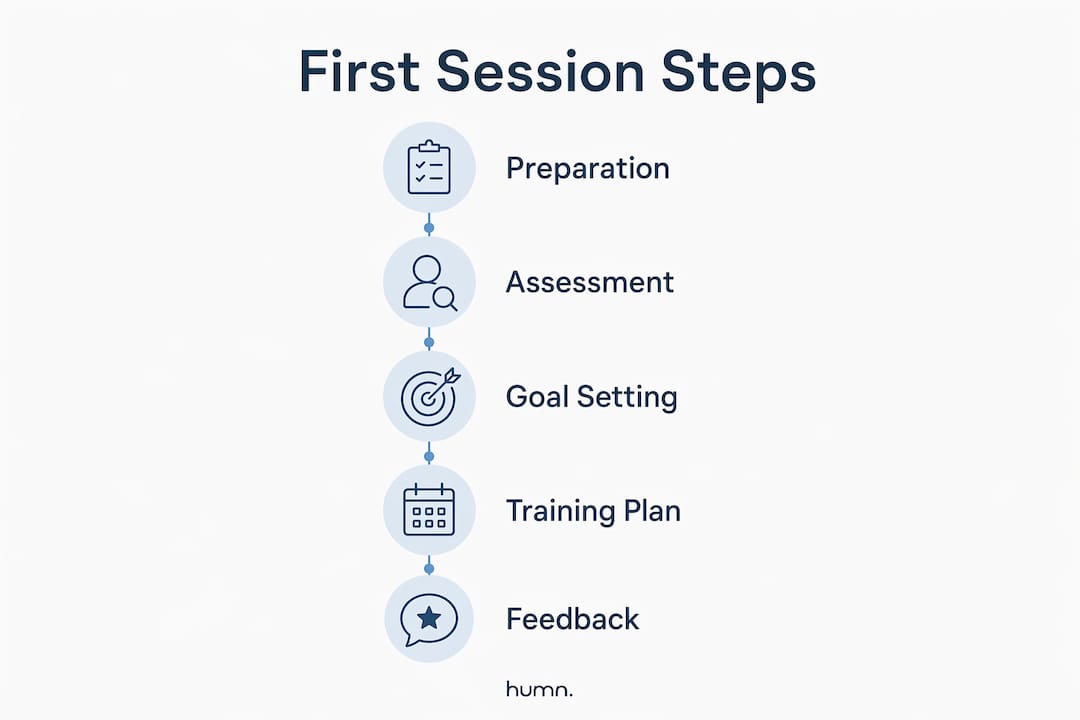 Infographic outlining steps in first personal training session
