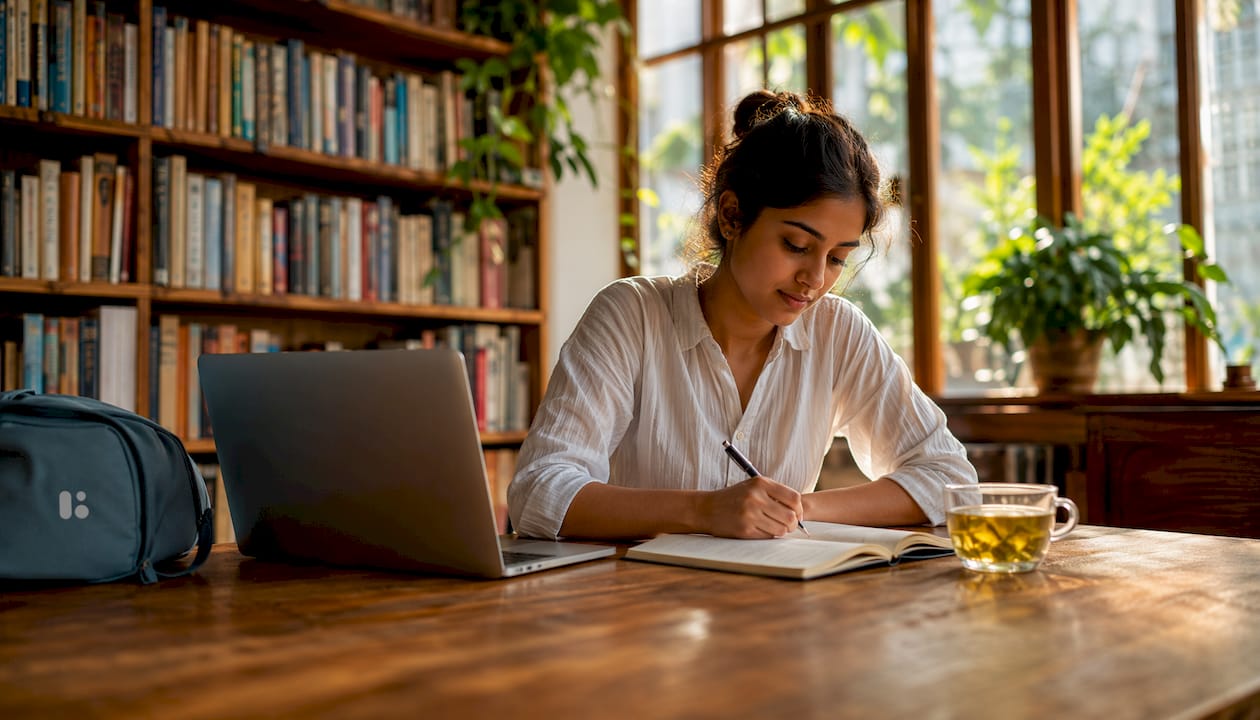 Person journaling during lifestyle coaching reflection