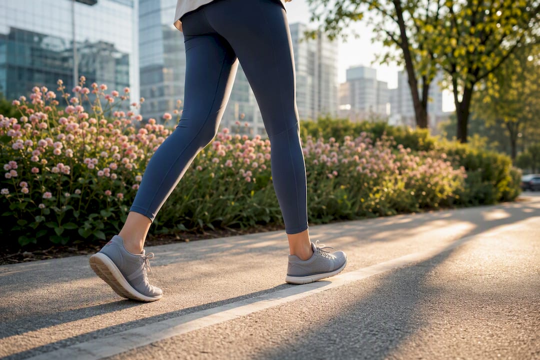 Legs walking on outdoor path
