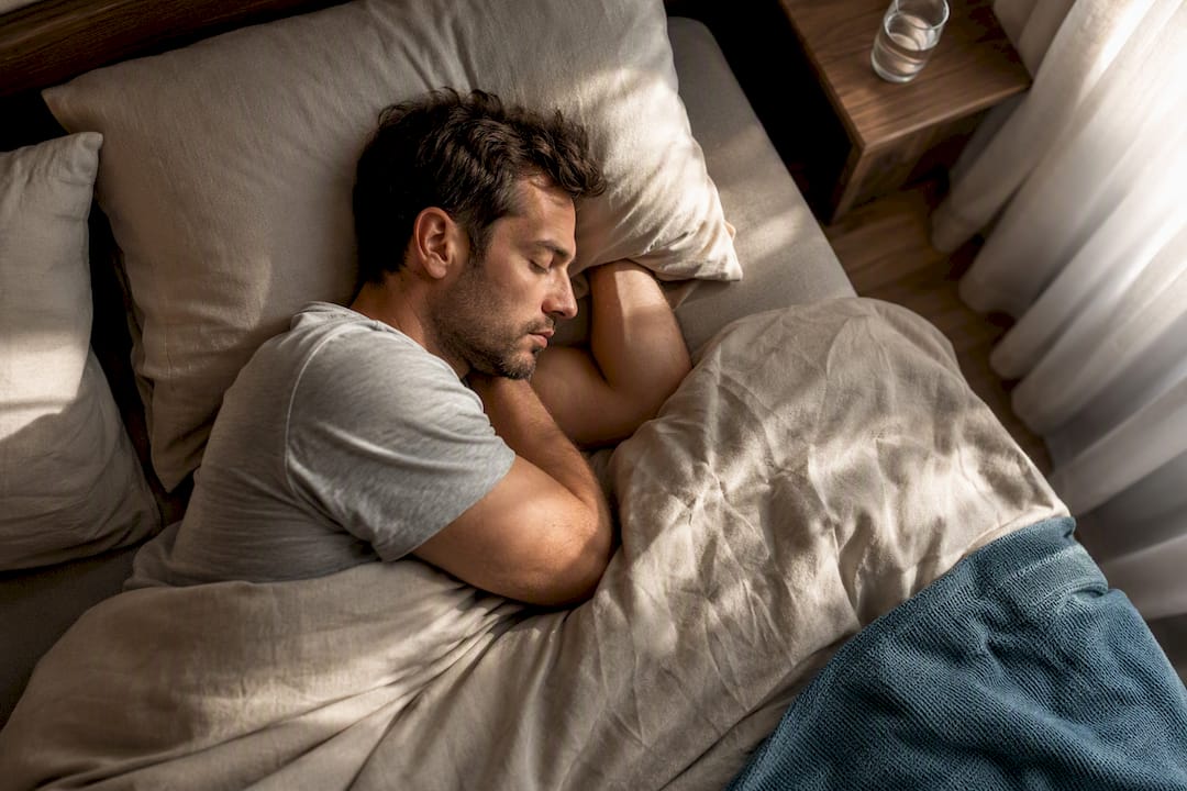 Adult sleeping in quiet recovery bedroom
