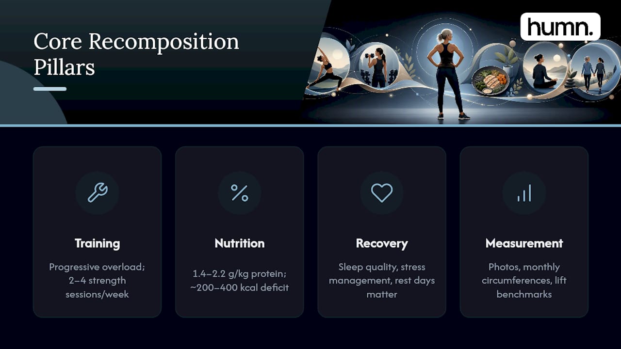 Four pillars supporting body recomposition coaching
