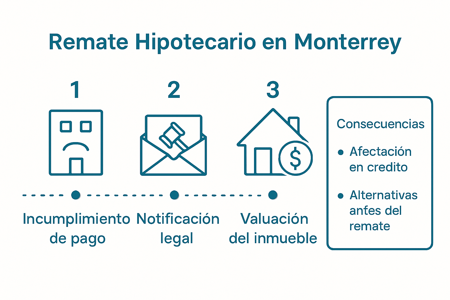 Infografía del proceso de remate hipotecario en Monterrey