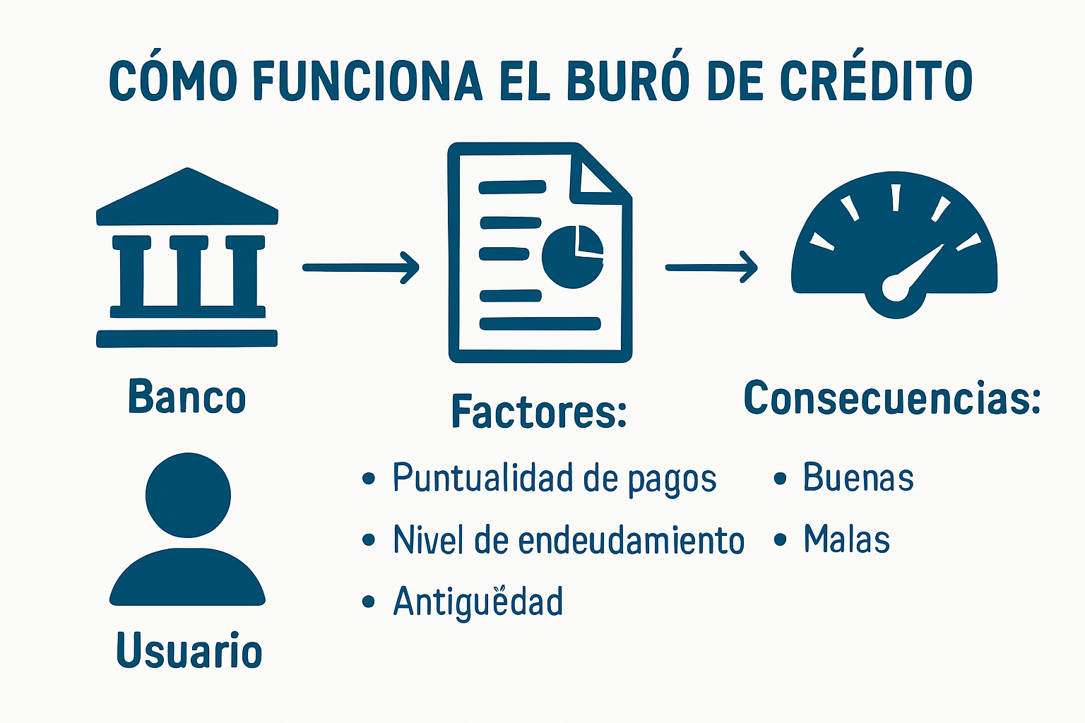 Infografía visual del funcionamiento del buró de crédito