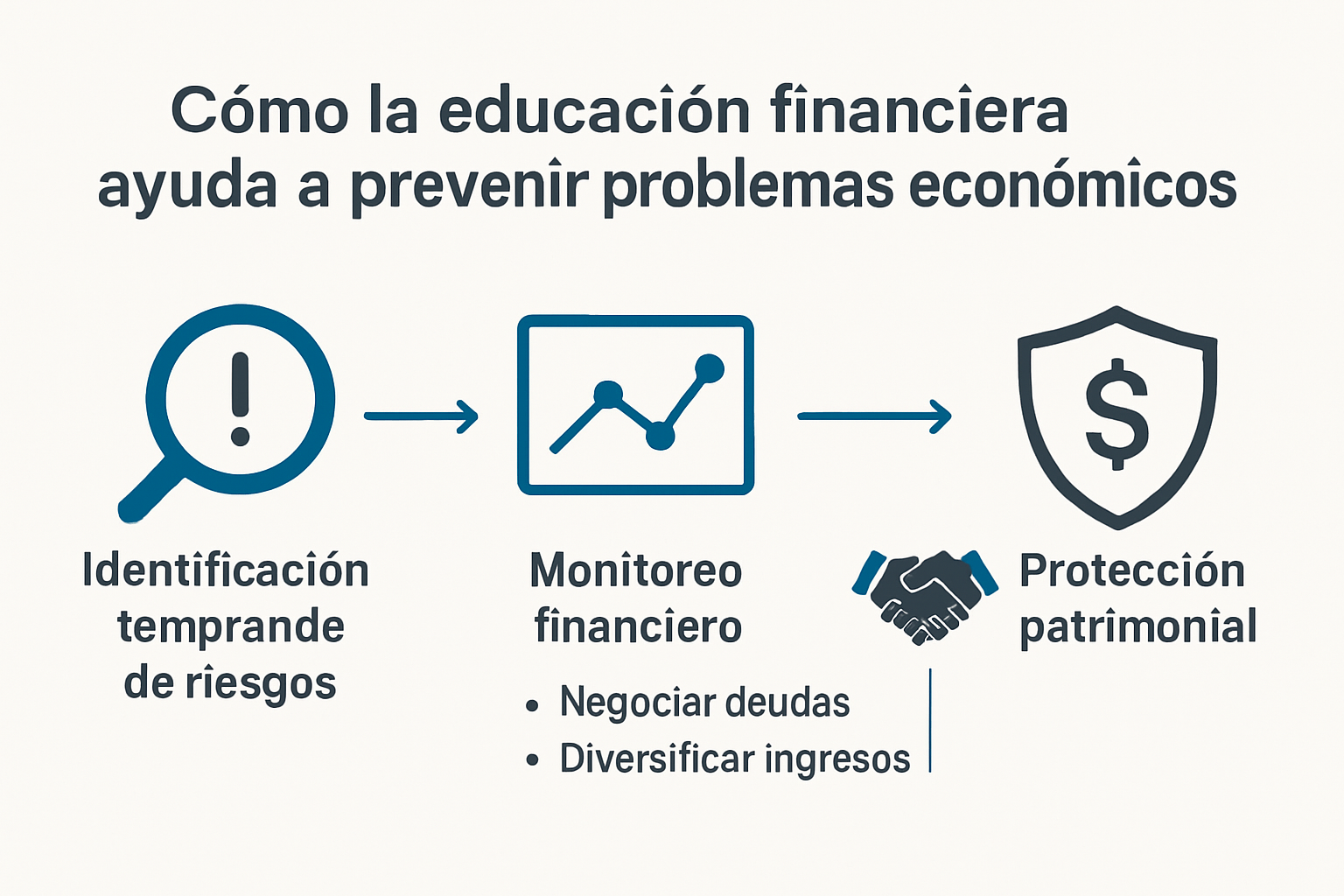 Infografía de prevención de problemas económicos con educación financiera