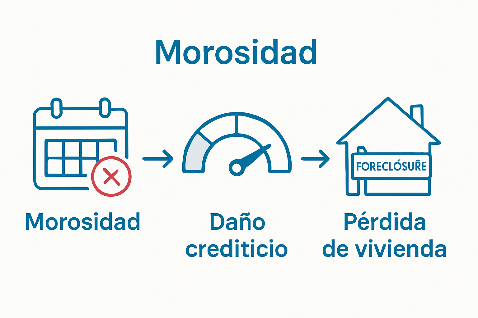 Infographic shows late payment, credit drop, foreclosure