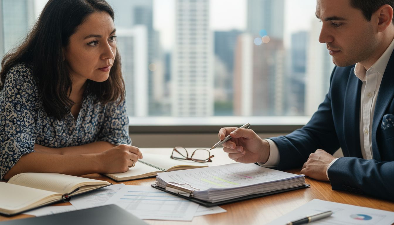 Advisor and client discussing bank debts