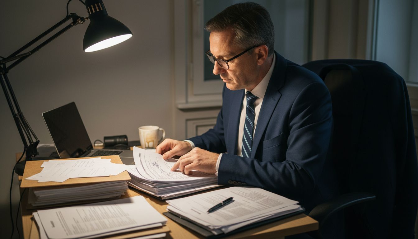 Abogado revisando documentos sobre hipoteca