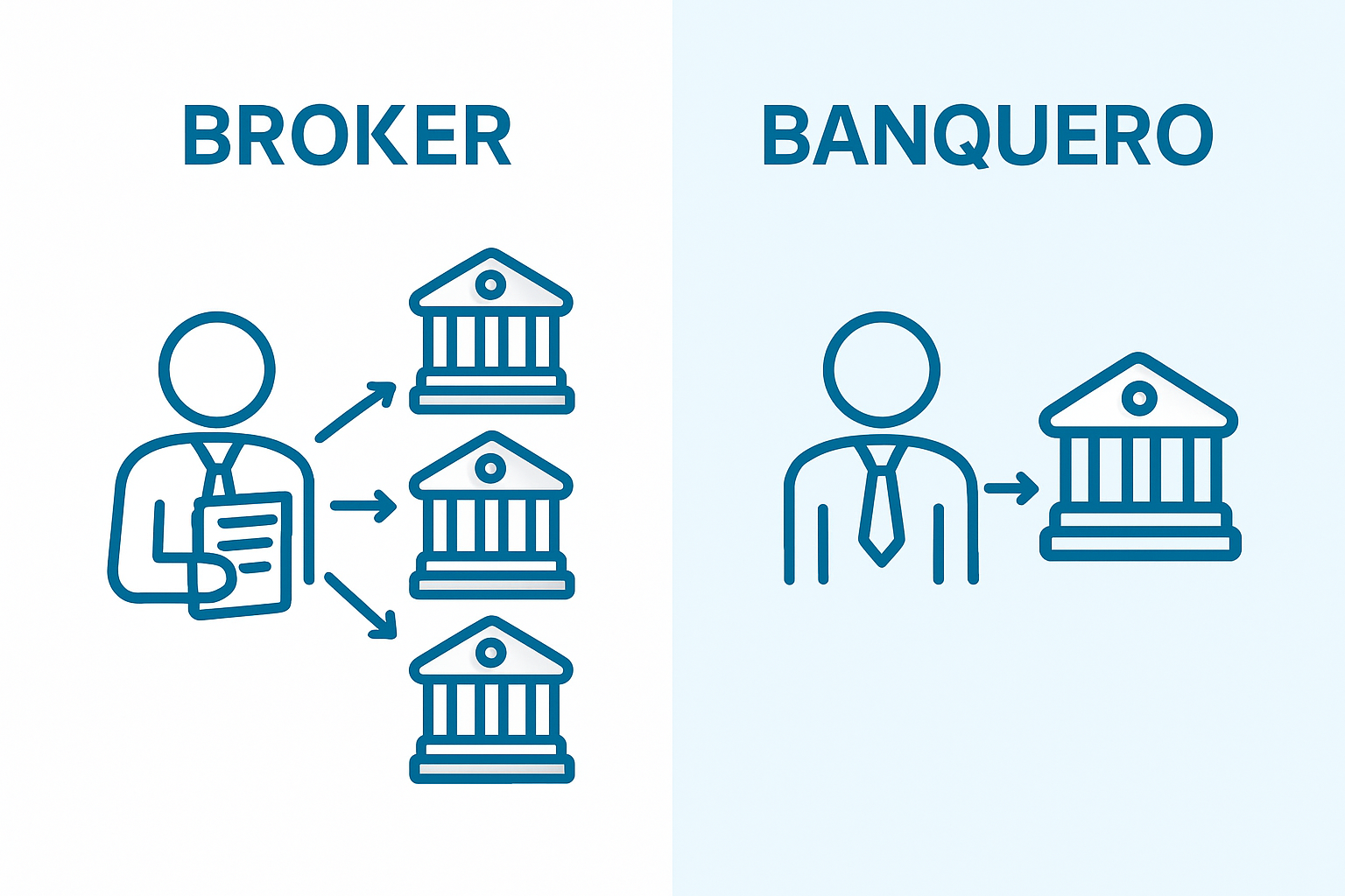 Comparison infographic of broker versus bank roles