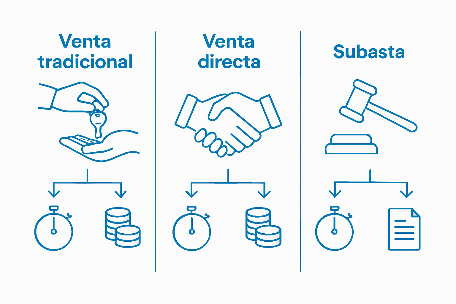 Infografía comparativa de las distintas formas de vender tu vivienda