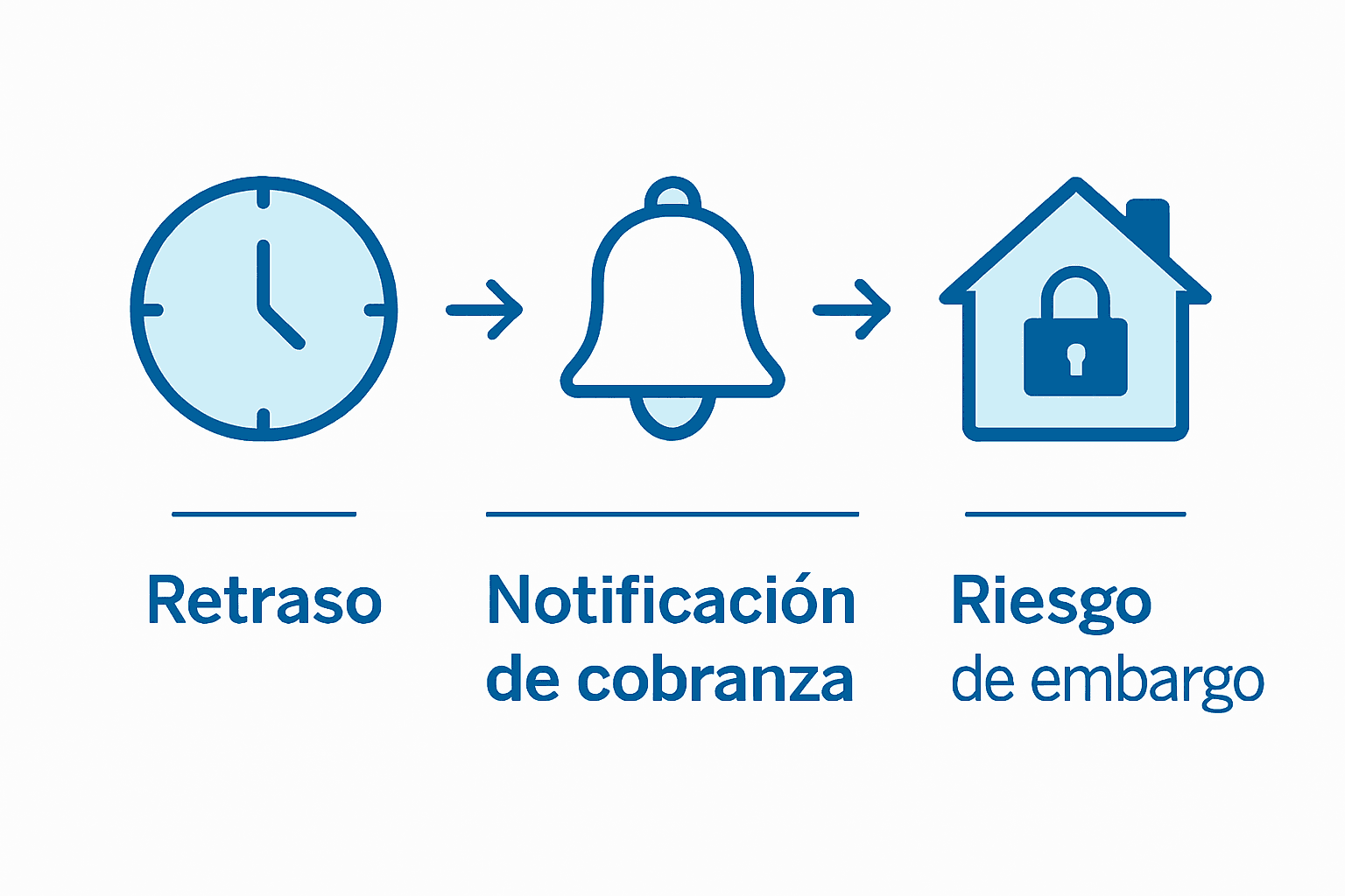 Fases visuales del proceso de impago de un préstamo