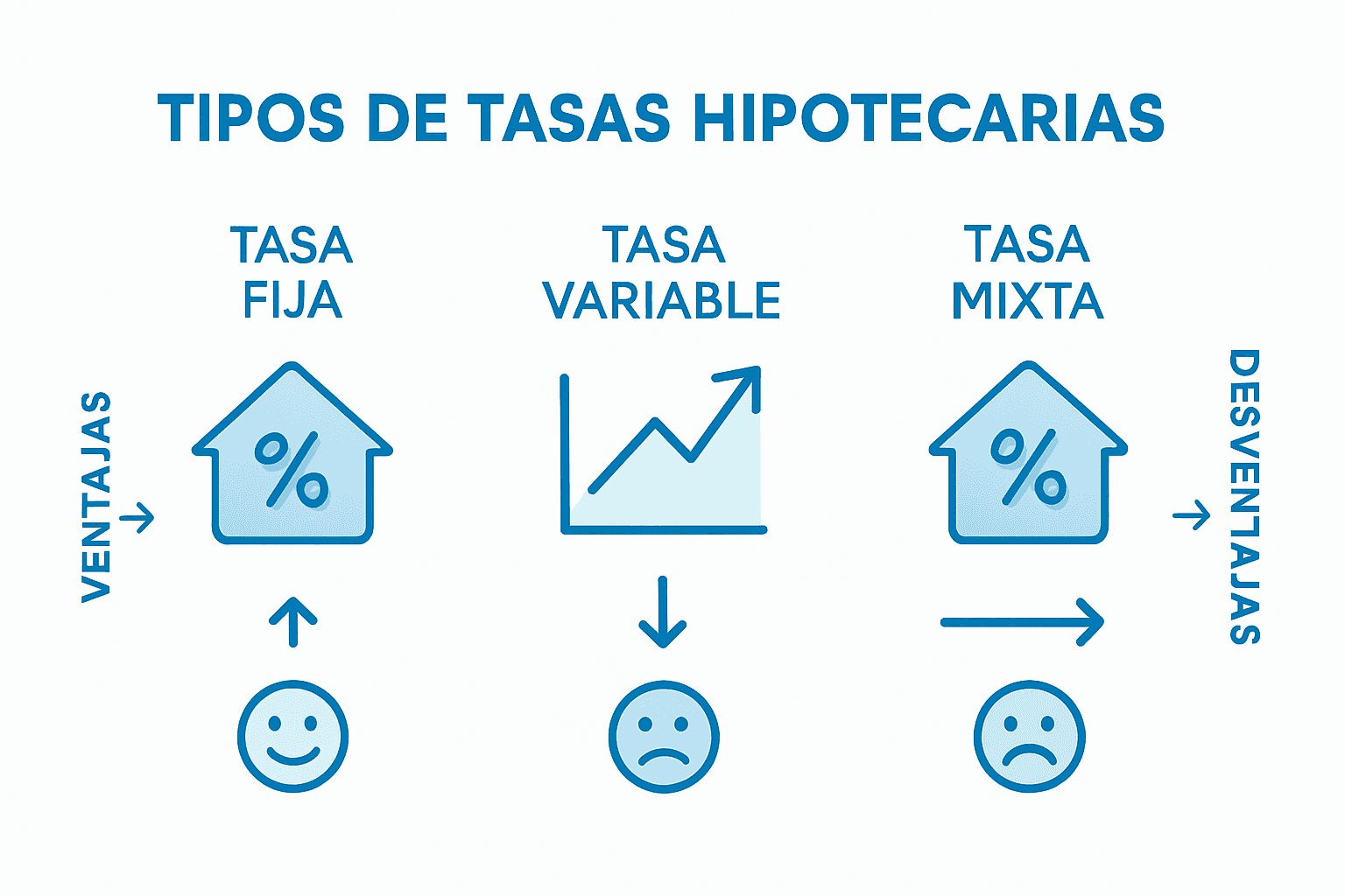 Comparativa visual de los diferentes tipos de hipotecas