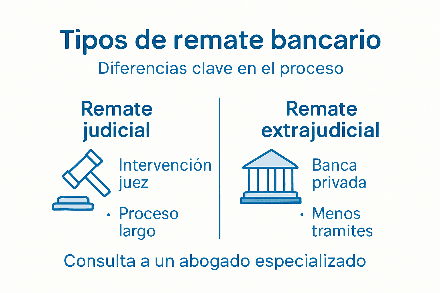 Guía visual sobre las principales diferencias entre los tipos de remates bancarios