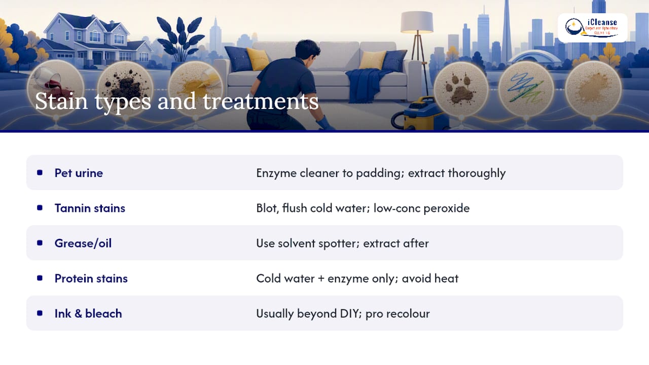 How to treat the toughest stain types — overview diagram