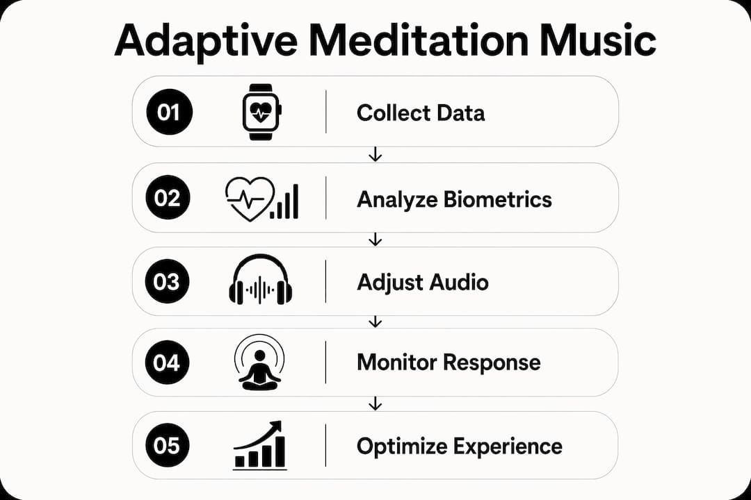 Infographic showing adaptive meditation music process