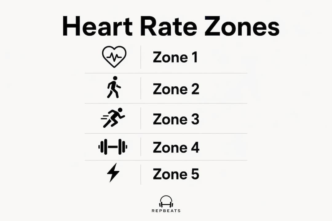 Infographic showing heart rate zones overview