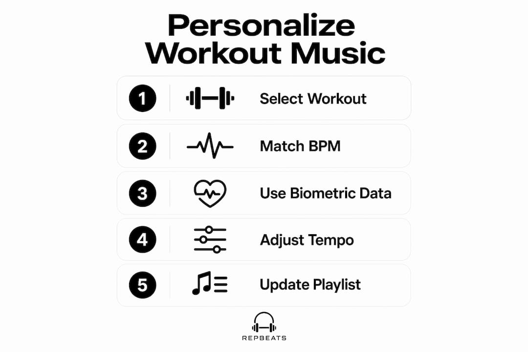 Infographic outlining steps to personalize gym music