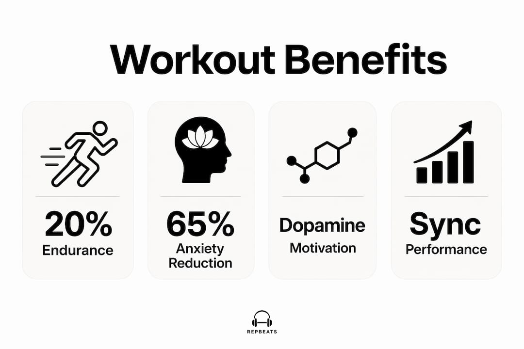 Infographic highlighting key benefits of heart rate synced music