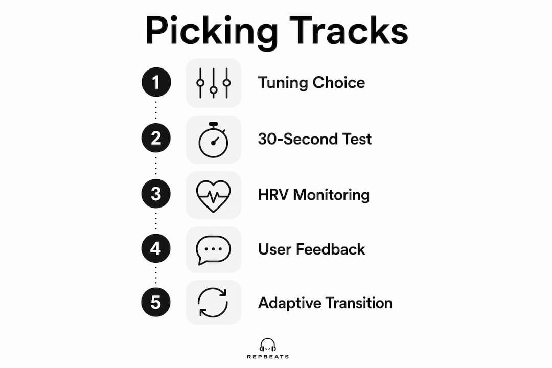 Infographic outlining steps to pick ambient meditation tracks