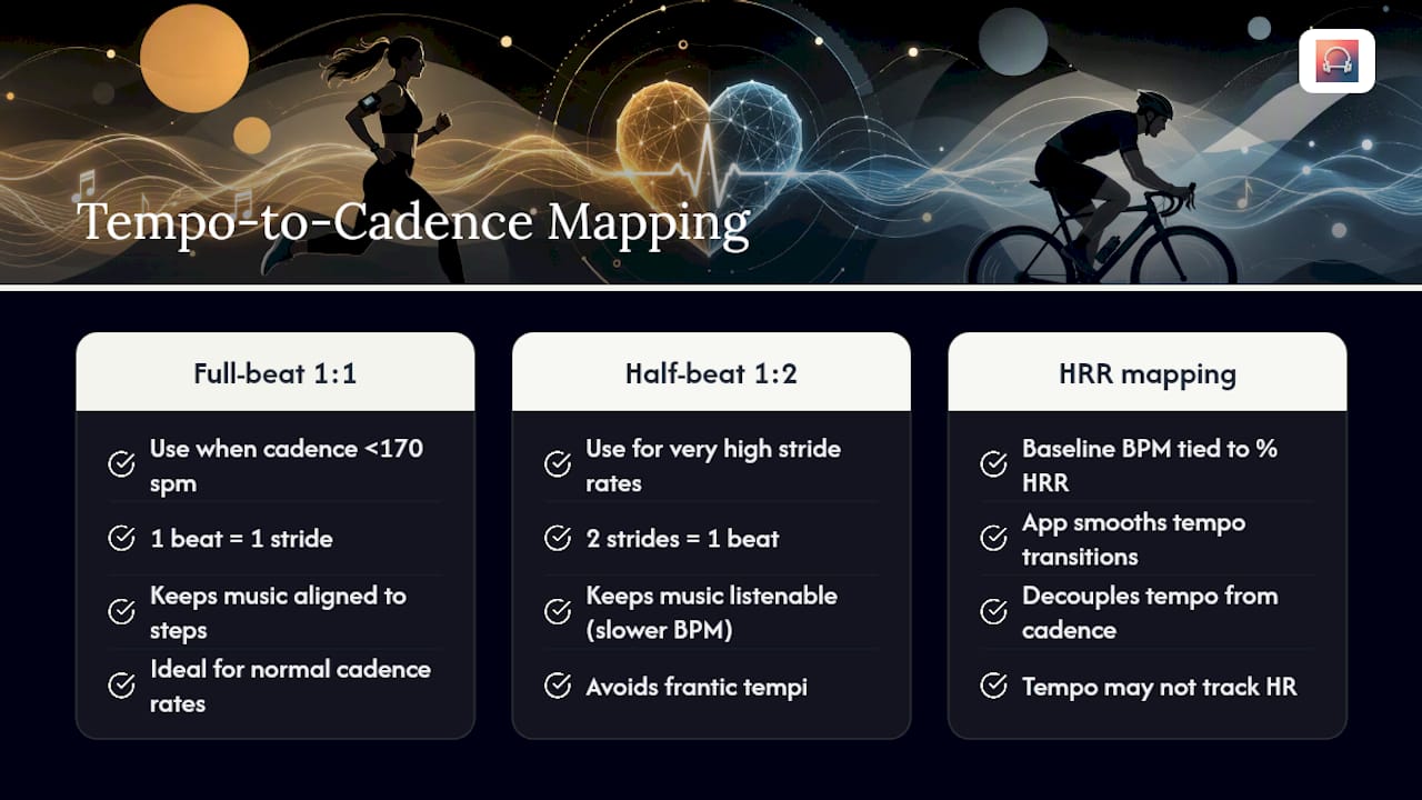 Workout phases and heart-rate music mapping
