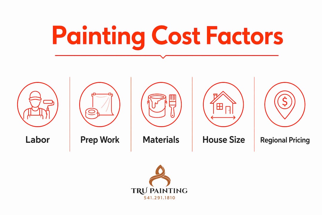 Infographic displaying factors affecting exterior painting cost