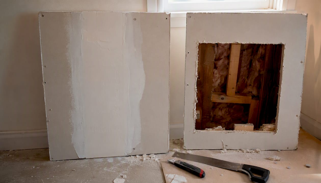 Comparison of drywall patch and replacement exposed