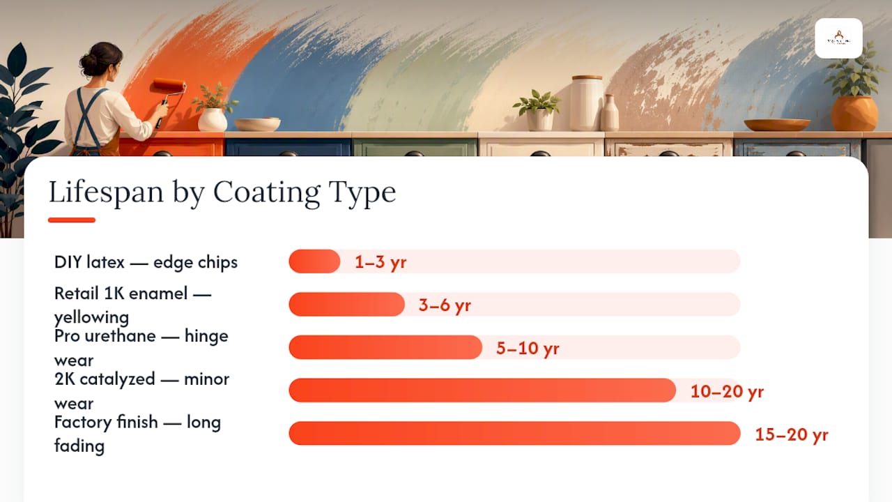 Cabinet paint types lifespan comparison diagram