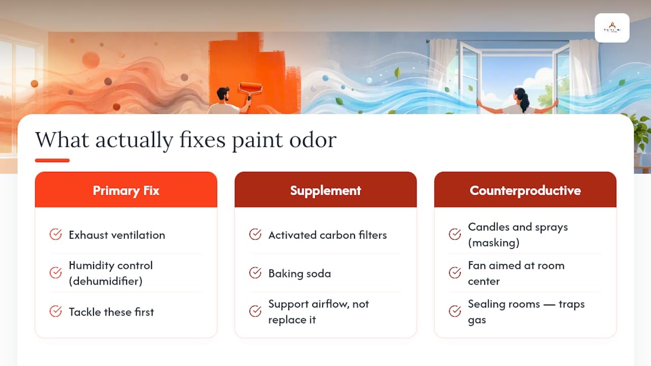 Comparison diagram of paint odor elimination effectiveness