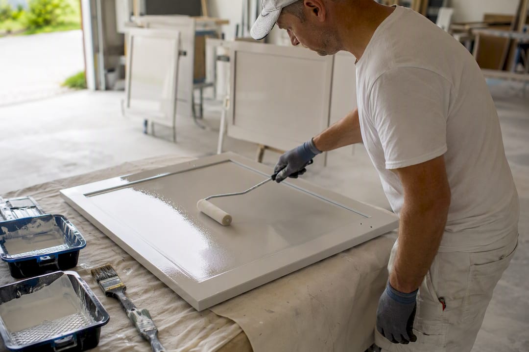 Applying bonding primer over glossy cabinet surface