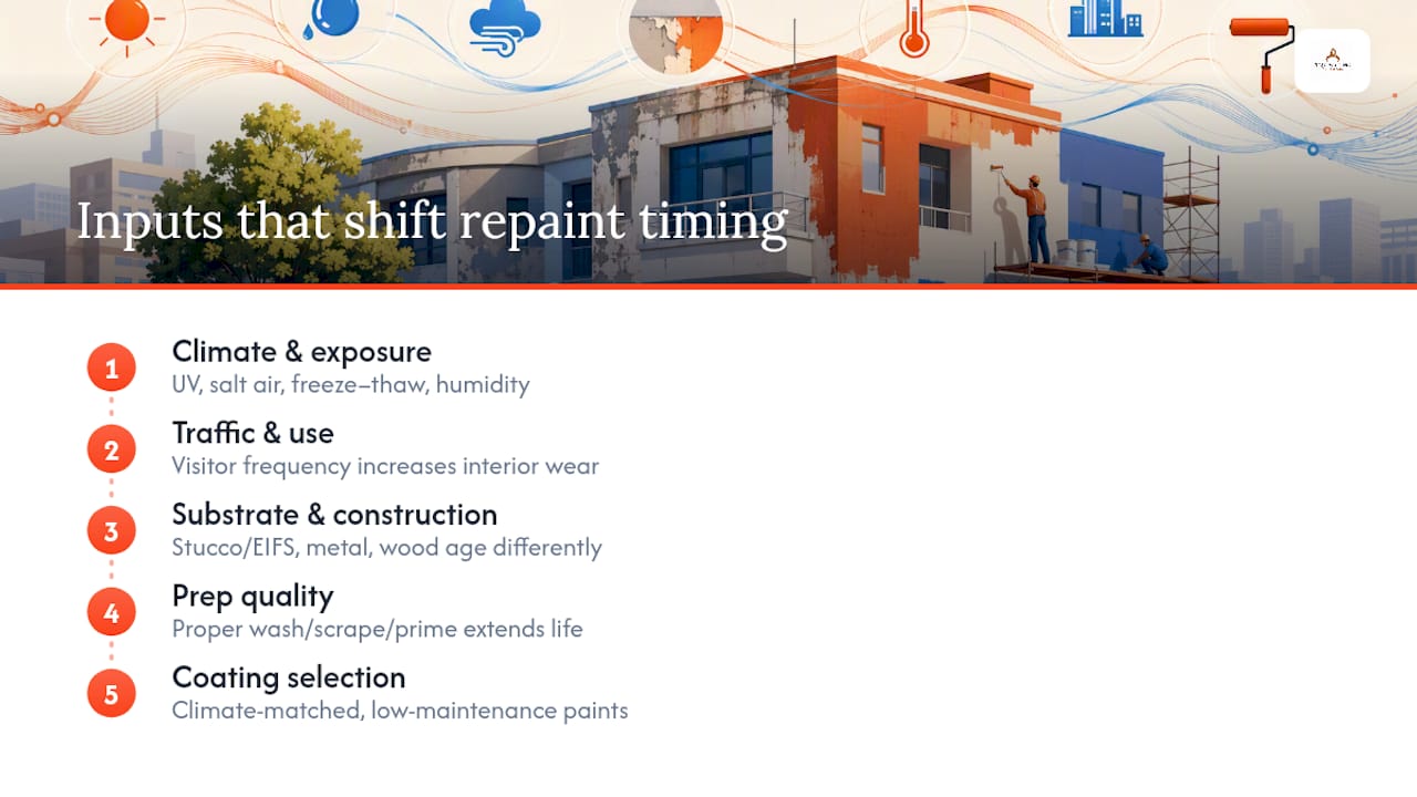 Factors that change commercial repaint timing