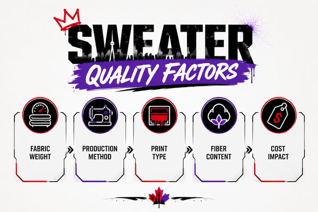 Infographic depicting factors that affect sweater quality and price