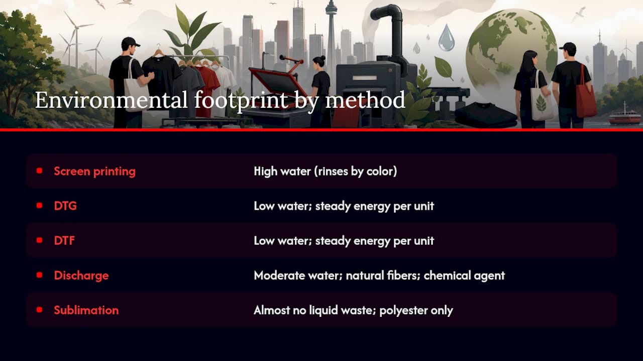 Environmental comparison of five printing methods