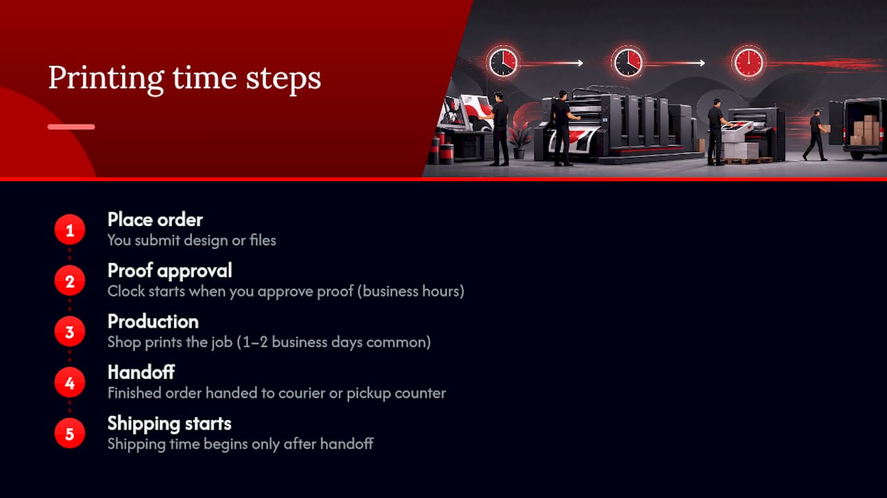 Printing production and shipping timeline