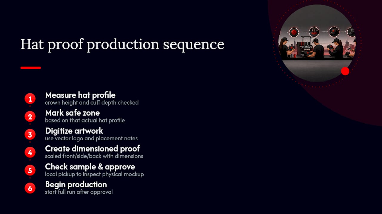 Hat logo proof approval workflow