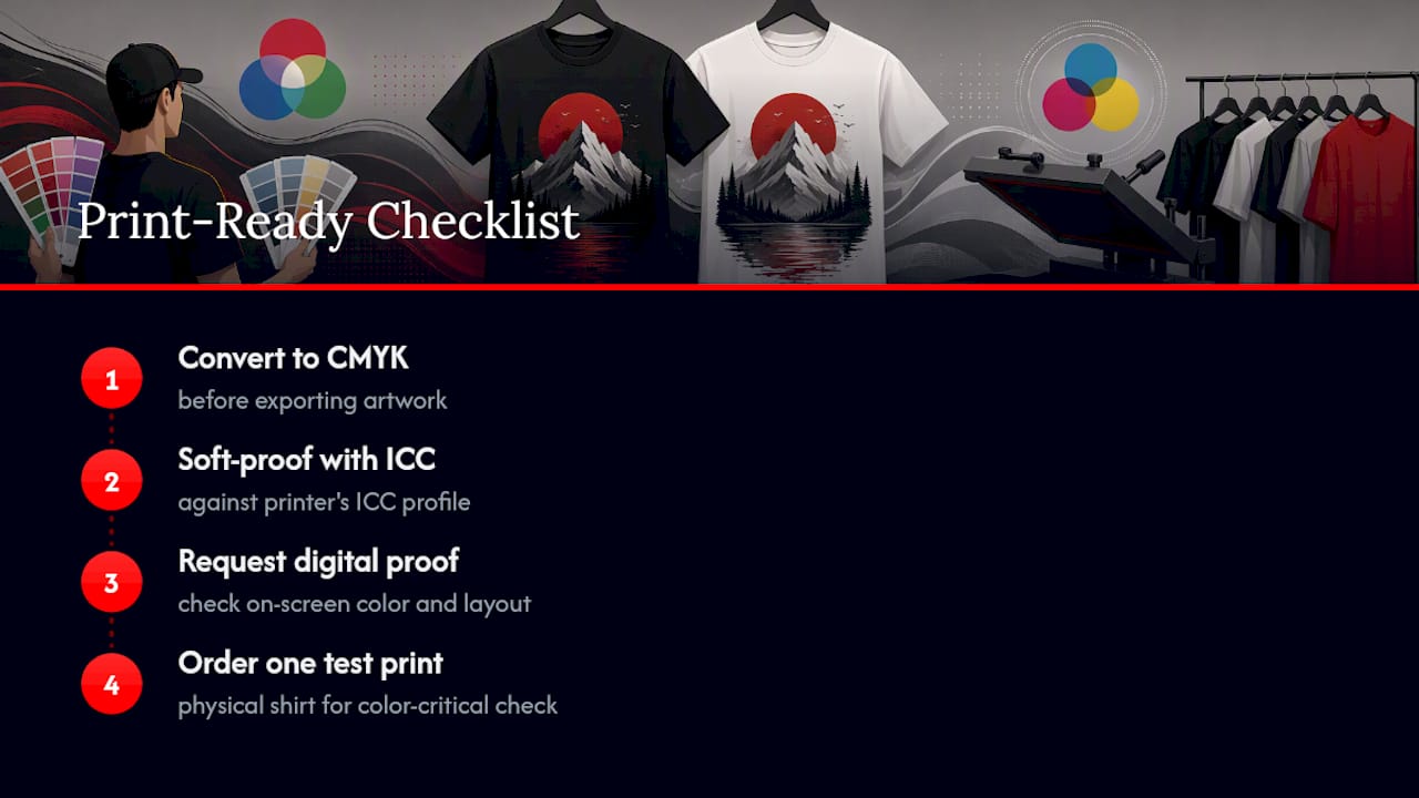Four-step print-ready color proofing workflow