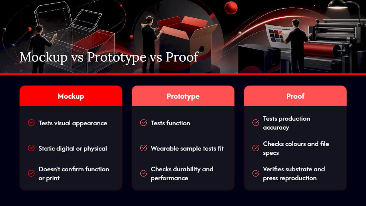 Mockup prototype and proof comparison diagram