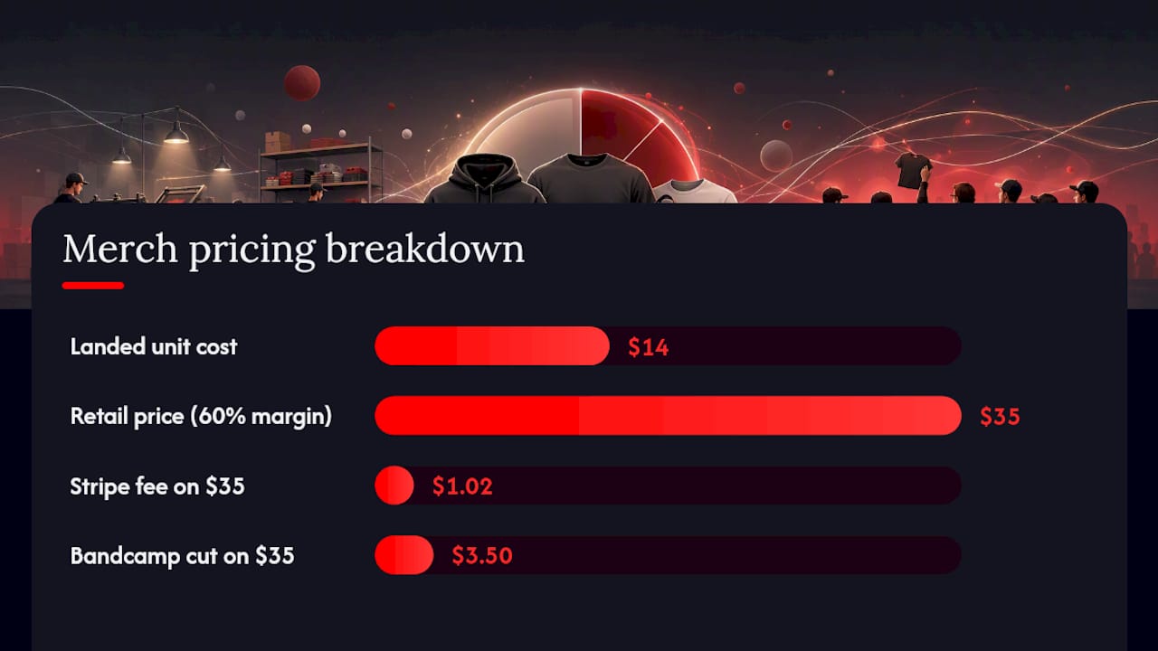 Band merch margin and online fee calculation