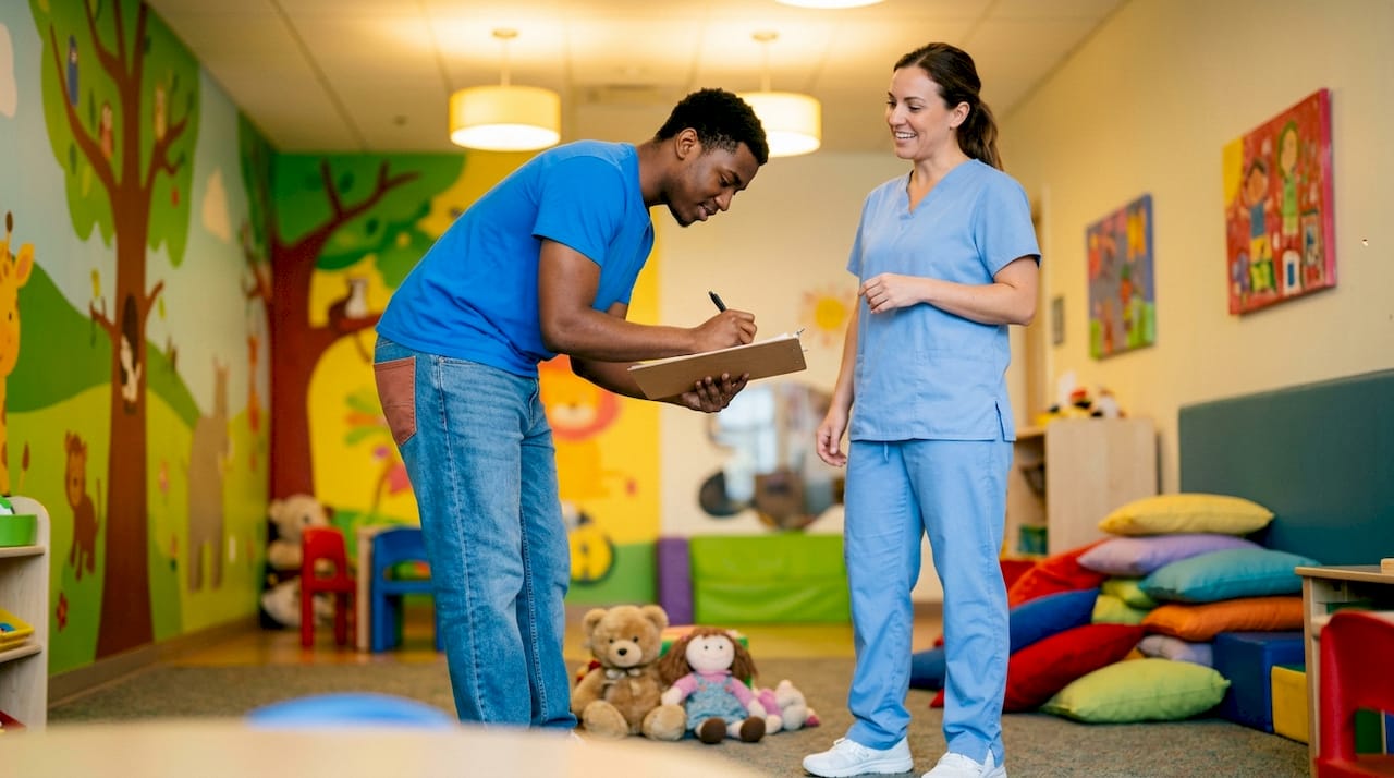 Nursing student learning during pediatric clinical rotation