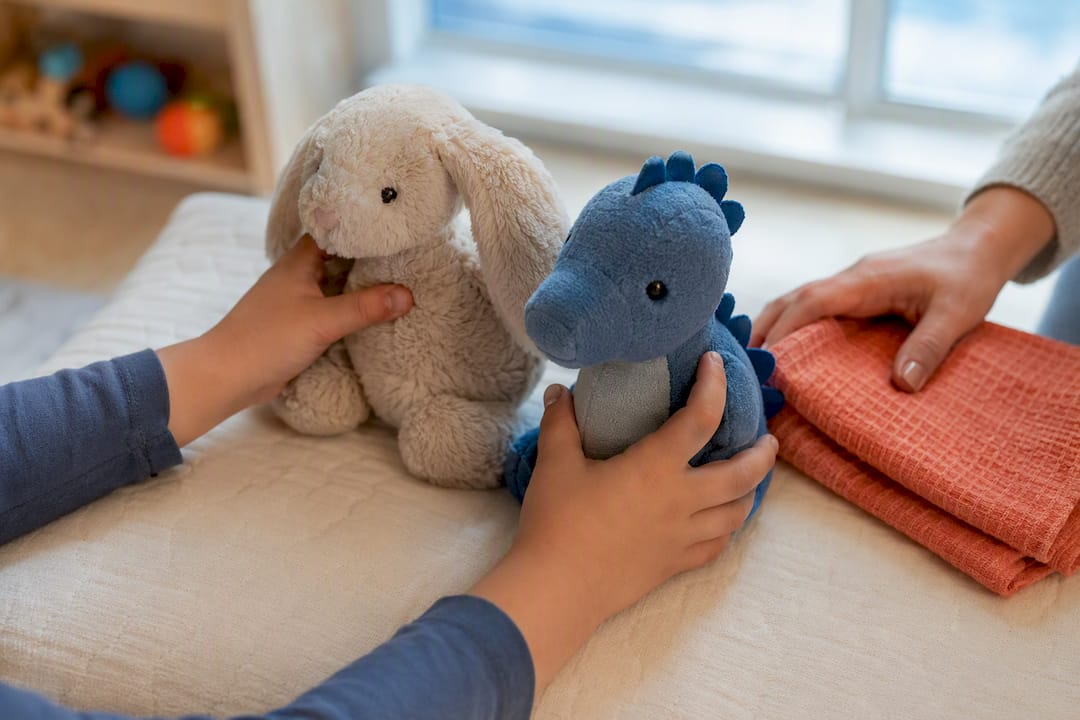 Child choosing a comfort toy during care