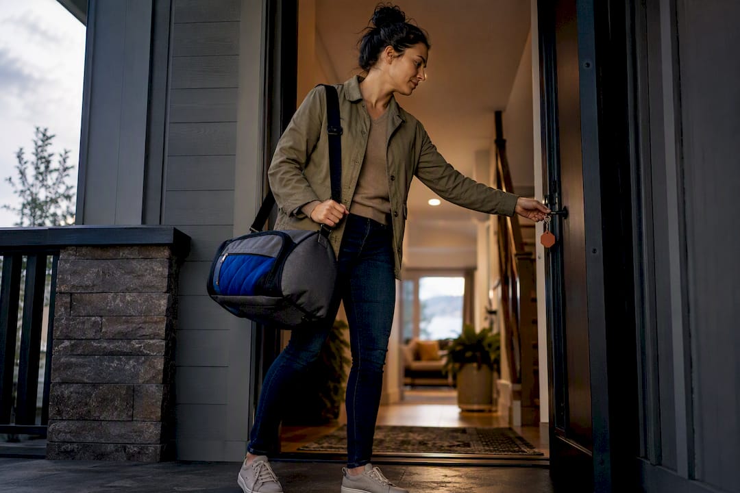 Backup caregiver arriving at a family home