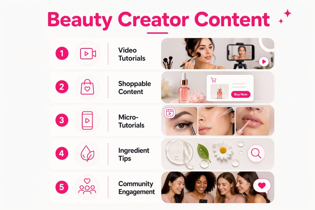 Infographic showing types of beauty creator content