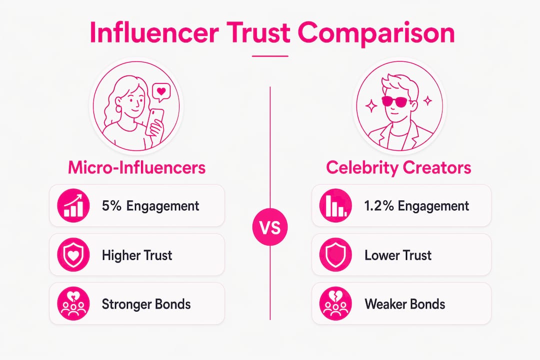 Infographic comparing micro versus celebrity influencer trust
