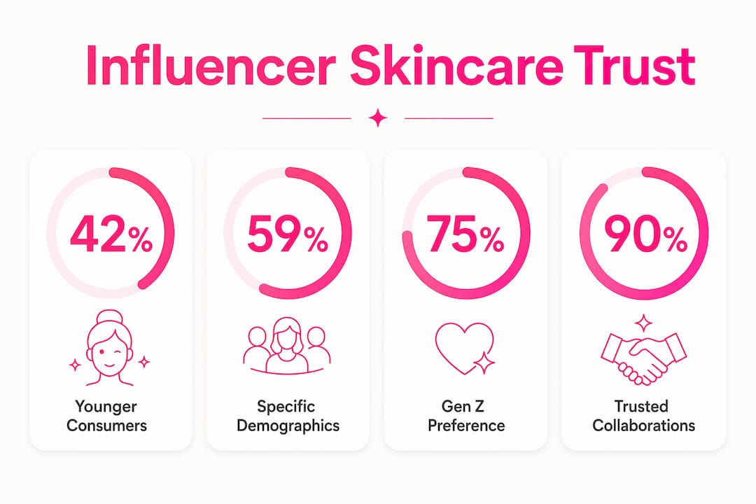 Infographic showing influencer skincare trust statistics