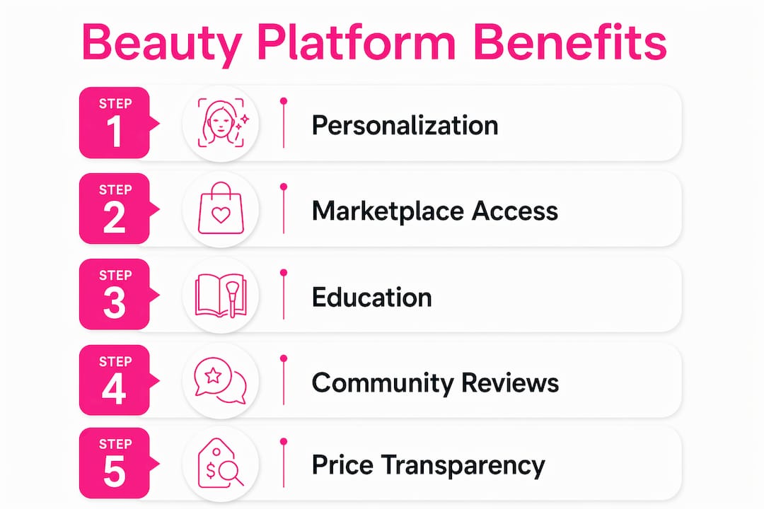 Infographic illustrating main benefits of beauty discovery platforms
