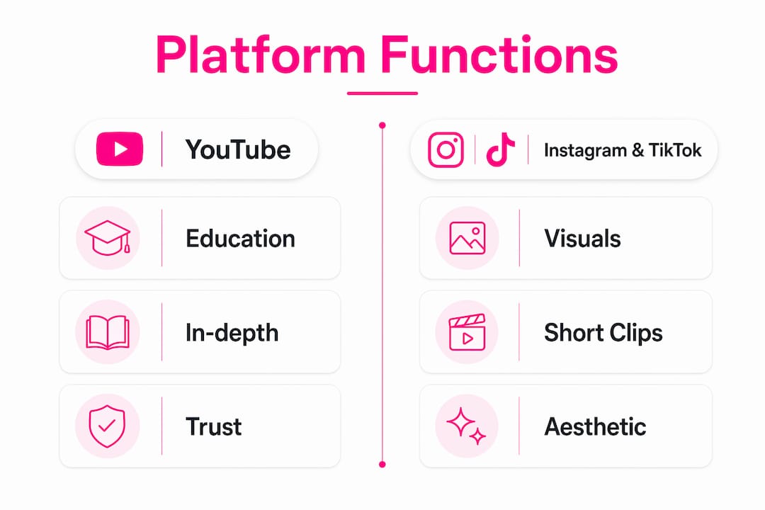 Infographic comparing YouTube to other platforms for K-beauty discovery