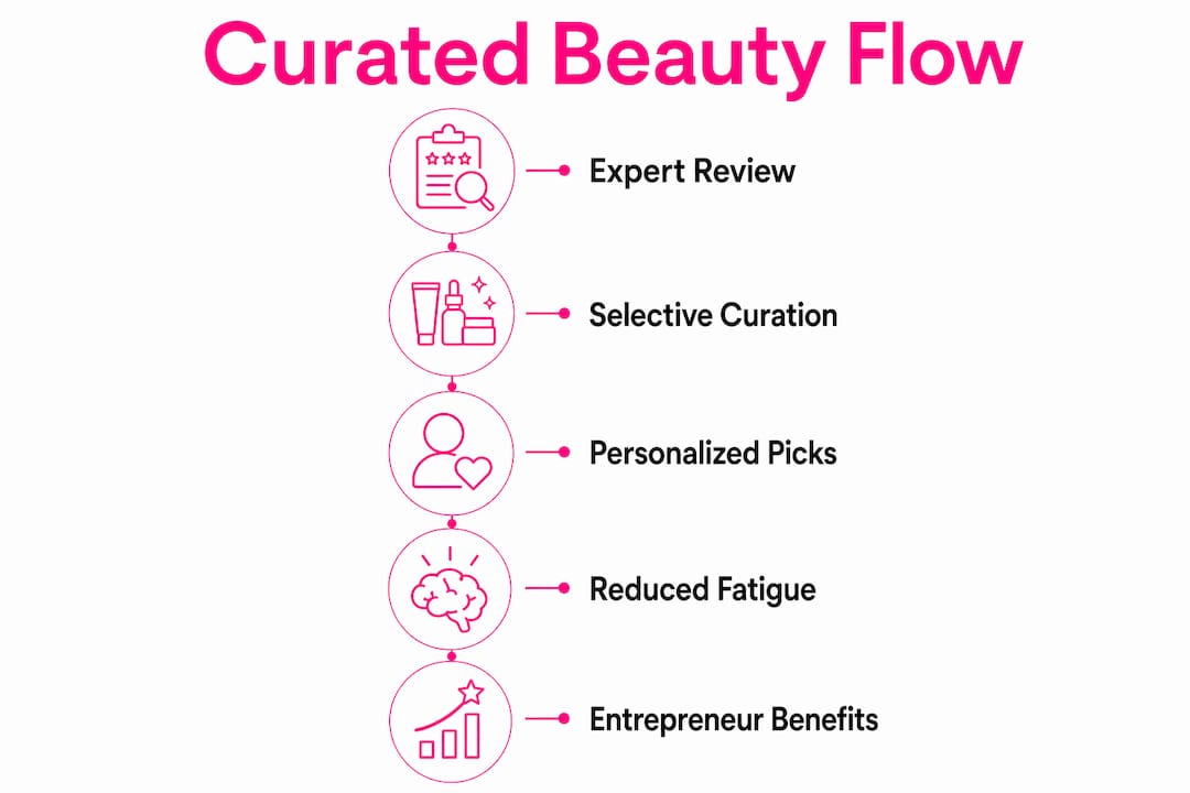 Infographic showing curated beauty platform benefits