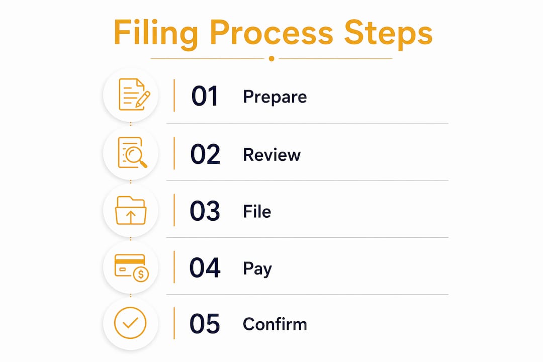 Infographic showing steps to file annual return