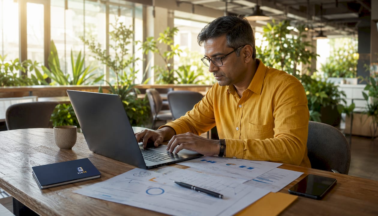 Hands typing with business classification codes visible