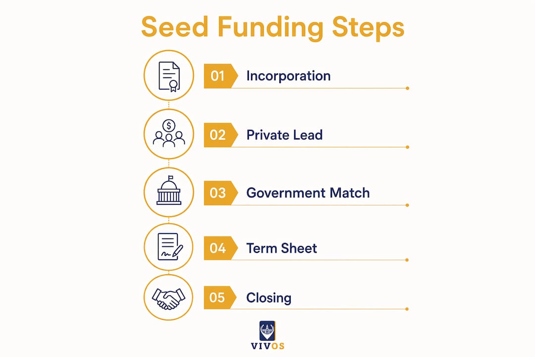 Infographic outlining seed funding process steps in Singapore