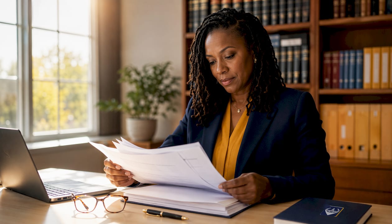 Legal consultant stamping IP documents